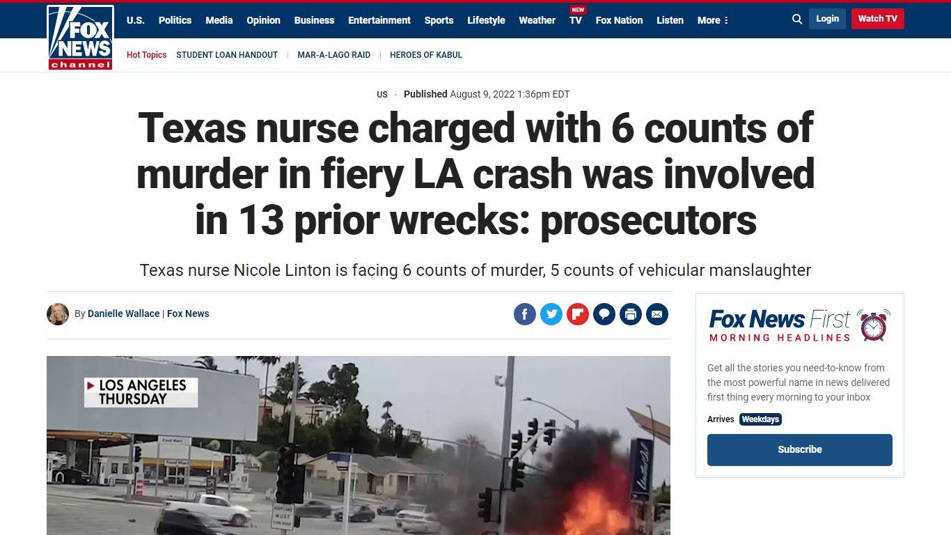 Texas nurse charged with 6 counts of murder in fiery LA crash was ...